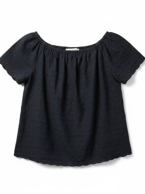 twik Simons Black Off-Shoulder Eyelet Blouse
